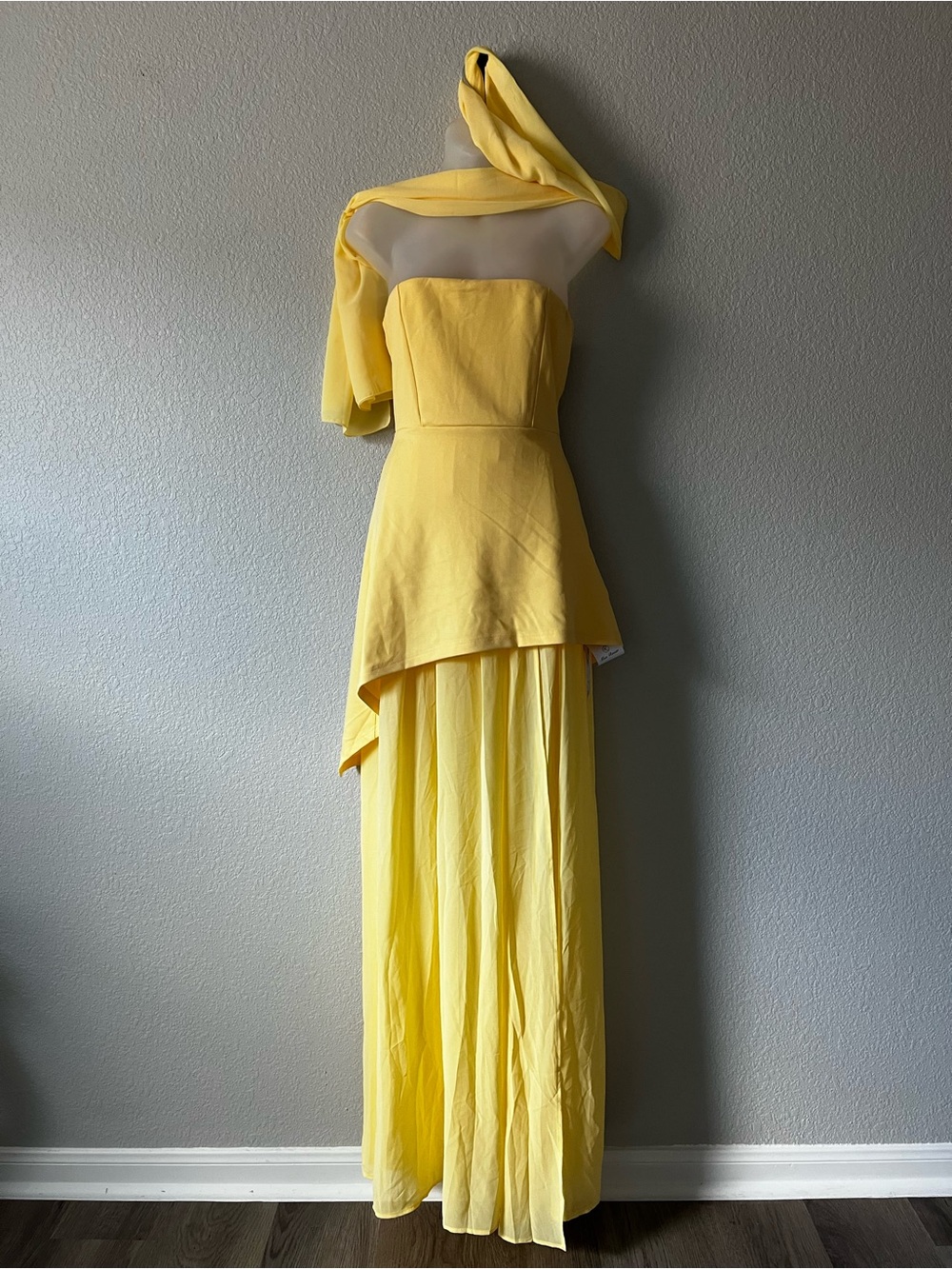 Miss rosier S Yellow strapless Layered Maxi Dress with neckerchief